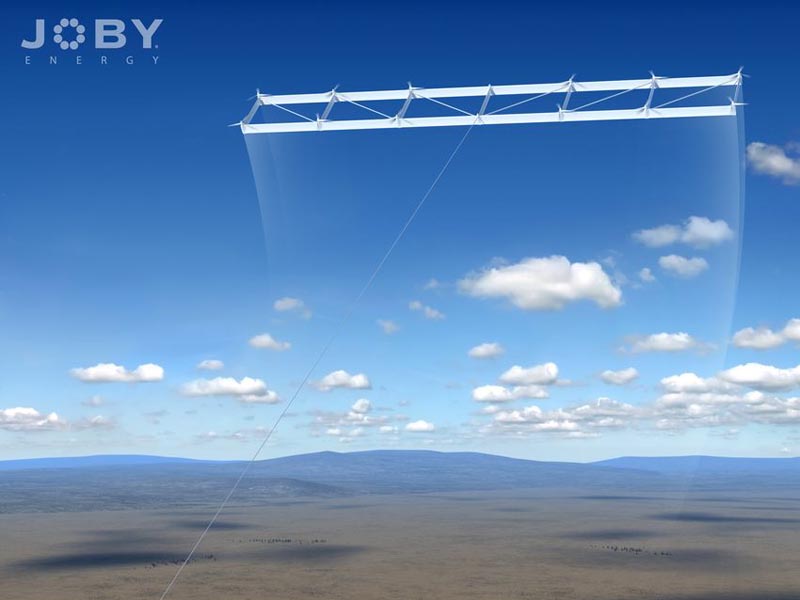空中的JOBY风筝风力发电机 在空中的JOBY风筝风力发电机
